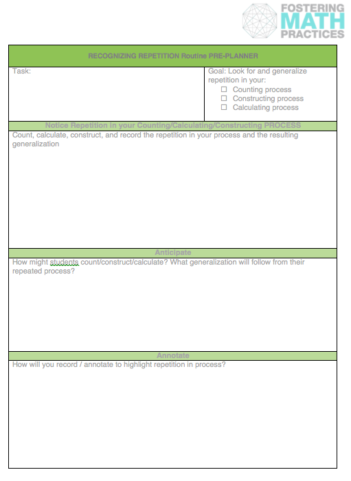 Downloadable Resources – Fostering Math Practices