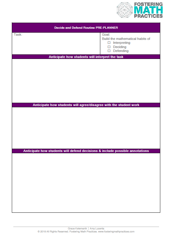 Decide and Defend – Fostering Math Practices